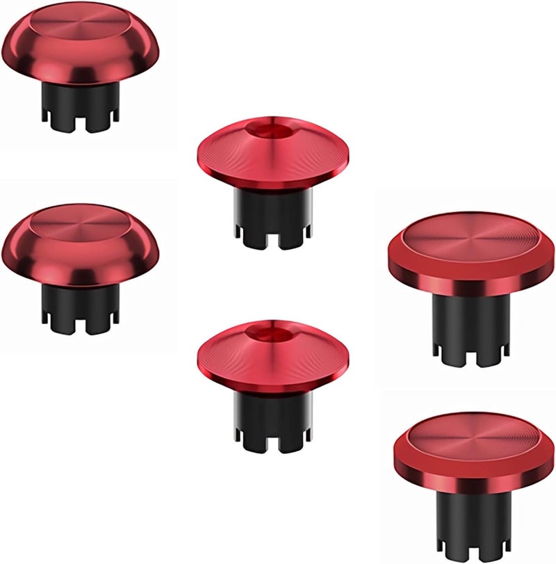 Ceozon Replacement Metal Thumbsticks for Ps5 Edge Controller 6 in 1 Swap Analog Joystick Thumb Grips Accessories Red - Image 1